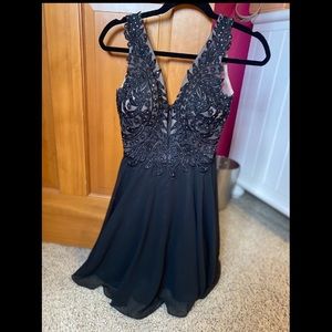 Black lace short dress